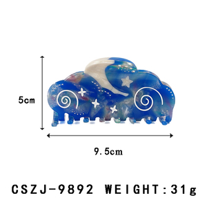 Pinza <span class=keywords><strong>de</strong></span> Pelo CANYUAN <span class=keywords><strong>de</strong></span> Acetato con Diseño Celestial, 9.5cm, Tamaño Grande, Patrón <span class=keywords><strong>de</strong></span> Estrellas y Luna, Colorida, Unisex - Product Image 2