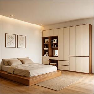 Armoire de couple moderne autoportante avec portes battantes et séparations internes, grande capacité pour les vêtements des conjoints - Product Image 3