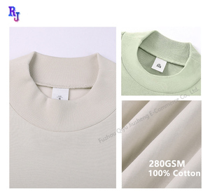 En blanco 100% algodón cuello simulado 280GSM peso pesado Boxy Oversize gráfico personalizado camiseta DTG/DTF impresión hombro caído hombres <span class=keywords><strong>ropa</strong></span> - Product Image 3