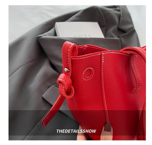 Nouveau sac fourre-tout pour femme de style rétro français, grande capacité, avec motif lychee, doublure en PU, sac à bandoulière - Product Image 5