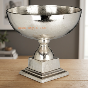 Vase de table en aluminium nickelé, style américain, 14 pouces de large x 14 pouces de haut, pour décoration de mariage - Product Image 2