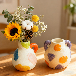 Jarrón de Cerámica Pintado a Mano, Creativo y Personalizado, Maceta para Adornos Secos, Juego de Jarrones de Cerámica Modernos para Decoración de Oficina - Product Image 3