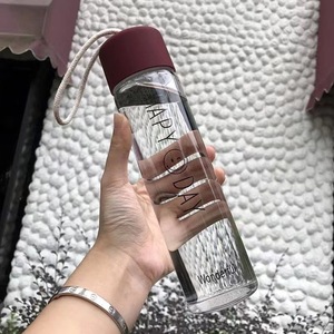 Bouteille d'eau en verre Lucky Day 500 ml, résistante à la chaleur, portable, tasse de voyage pour étudiants avec design visage souriant - Product Image 2