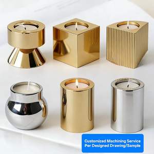 Service d'usinage sur mesure : Porte-bougie cube en laiton massif usiné CNC, tourné et fraisé - Product Image 2