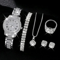 Montres pour Femmes Luxe Bracelet Collier Boucles d'Oreilles Bague Ensemble Cadeau Montre-Bracelet pour Dames Vente en Gros