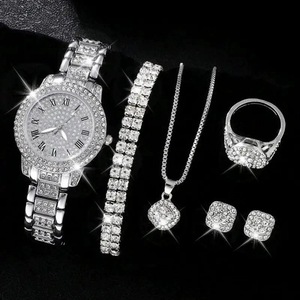 Watches for Women Luxury Bracelet Necklace Earring Ring Ladies Wrist Watch Gift Set Wholesale