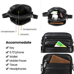 กระเป๋าคาดลำตัวผู้ชาย Dujiang หนังแท้ สีดำ ทนทาน ใช้ได้ทุกวัน - Product Image 4