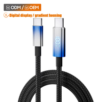 Cable de Carga Rápida USB C a USB C de 100W PD con Pantalla LED de Potencia, Cable de Datos Trenzado de Nailon de Alta Corriente de 5A para Laptop, Teléfono y Tablet