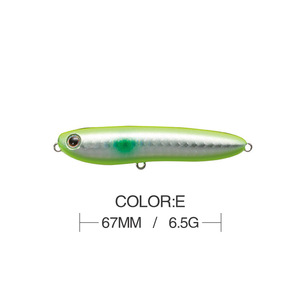 เหยื่อปลอมแบบลอยน้ำ สแตนเลส รูปทรงดินสอ ไมโครมิโน 67 มม./6.5 กรัม เหยื่อแข็ง สำหรับตกปลาแบส ลายแถบสีขาว พร้อมตะขอ สีเก่า - Product Image 4