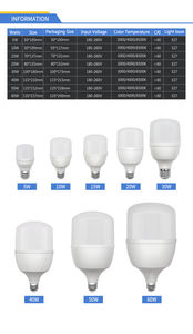 Ampoule LED haute puissance T, qualité E27, bombilla, avec température de couleur de 6500K, certifiée, corps de lampe en aluminium et PC - Product Image 2