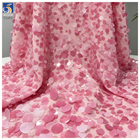 Tissu en Chiffon YX1527 Bicolore avec Broderie de Paillettes 3D Rondes de 15 mm et Détails de 1 mm pour la Confection de Vêtements