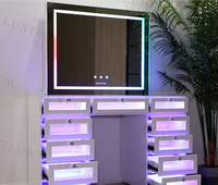 Docarelife Coiffeuse Moderne en Bois avec Miroir LED Intégré et Rangement, Idéale pour Appartement, Chambre et Salon