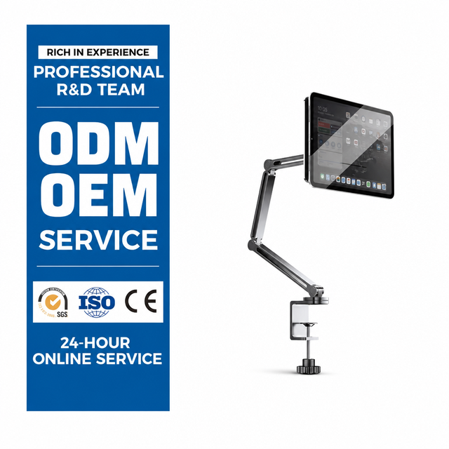 YICOSUN D2-3-A Premium Aluminum Alloy Adjustable Multi-Axis Mechanical Long Tablet Stand Ultra-Stable Desk Clamp 11" Guangdong