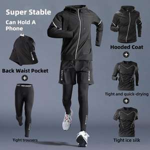 Sportanzug für Herren Laufbekleidung Frühling Schnelltrocknend Eng Anliegend Langärmlig Morgenlauf Training und Herbst Radfahren - Product Image 1