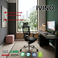 Chaise de bureau ergonomique en maille avec accoudoirs 5D brevetés, appui-tête 3D, grande inclinaison, conforme BIFMA EN 1335, charge 150 kg, pour projets de bureaux professionnels