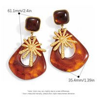Boucles d'oreilles hypoallergéniques en acier inoxydable inaltérable, style chic français, motif écaille de tortue, pendantes soleil pour femmes