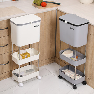 Organizzatore da Cucina Creativo a 3 Ripiani con Portaoggetti e Cestino per Rifiuti in Plastica - Product Image 1