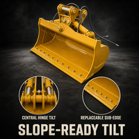 PC55 Tilt Bucket Excavator Silinder Tunggal Pelat Samping Berbentuk C Tanpa Gigi Model Bolt-on Warna Kuning Mengkilap
