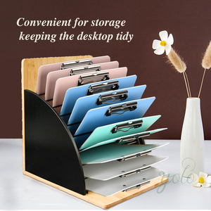 Organizador de portapapeles de madera de diseño moderno, estante de almacenamiento de tablero de Clip convertible de bambú con Panel lateral elevado para aula y oficina - Product Image 2