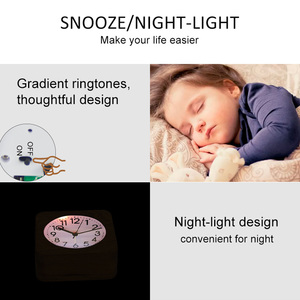 EMAF Horloge de table à aiguilles pour salon et salon Veilleuse Table de bureau en bois silencieuse Réveil analogique à quartz - Product Image 2