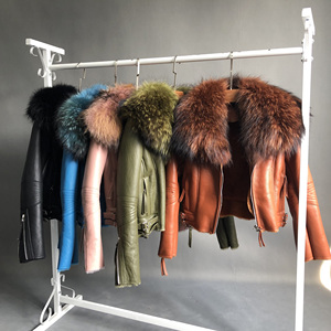 Janefur הסיטונאי חורף גדול דביבון פרווה צווארון מעיל עור מחיר המפעל עבה כפול פנים - Product Image 6