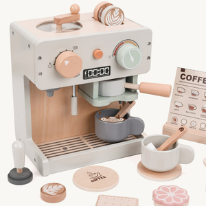 Machine à café miniature en bois multifonctionnelle pour l'apprentissage et le développement cognitif, modèle de jouet éducatif en gros - Product Image 2