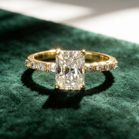 Bague de mariage en argent 925 avec moissanite couleur D, taille brillant radiant 2 carats, testée et approuvée, pour femme, bijoux fins