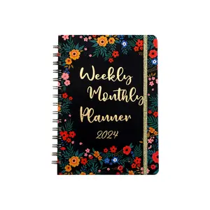 Grensoverschrijdende 2024 A5 Project Spiraalvormige Spoel Notebook Dagelijkse Wekelijkse Maandelijkse Organizer Planner Notebook