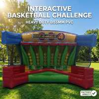Jeu de Connect 4 gonflable interactif de marque DFRL, défi de basket-ball, matériau PVC, taille personnalisable, installation facile