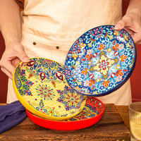 Groothandel Boheemse keramische dinerborden 7 inch 8 inch ronde diepe schaal kleurrijk servies duurzaam voor feest bruiloft cadeau