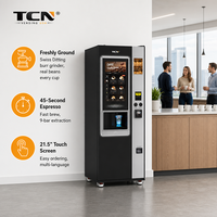 Distributeur automatique de café chaud intelligent TCN, entièrement automatique, préparation rapide en 45 secondes, paiement par billets, pièces et cartes pour les entreprises