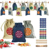 Sacs en toile de jute personnalisés avec logo, différents numéros et couleurs, emballage cadeau de Noël, sacs à cordon, pochettes, emballage cadeau