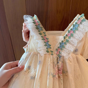 Abito Estivo per Ragazze con Spalline all'<span class=keywords><strong>Uncinetto</strong></span>, Nuovo Stile alla Moda, Dolce Abito Principessa in Pizzo Floreale Francese - Product Image 2