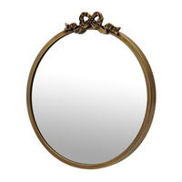 Miroir mural rond en métal doré vintage, miroir décoratif antique français, miroir mural monté sur le mur, miroir encadré en métal de luxe pour la décoration de la maison