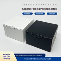 Boîte d'emballage carrée en carton ondulé E-flute noir et blanc mat renforcé anti-pression pour casquettes de baseball, en gros, en stock, offre spéciale