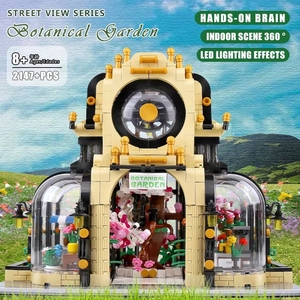 Mould <span class=keywords><strong>King</strong></span> 16019 MOC <span class=keywords><strong>Jardin</strong></span> botanique d'Aovatown avec éclairage LED, ensemble de briques à assembler, <span class=keywords><strong>jouet</strong></span> de construction DIY, <span class=keywords><strong>maison</strong></span>, vue sur la rue, ensembles de blocs de construction - Product Image 4