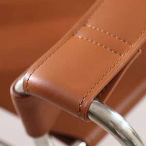 Fauteuil d'appoint en <span class=keywords><strong>cuir</strong></span> orange italien, best-seller, structure en acier, design nordique pour hôtel et salon moderne - Product Image 6