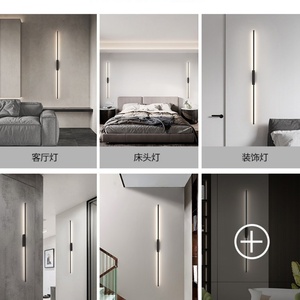 Nueva Lámpara de Pared LED Minimalista de Tira Larga para Dormitorio de Hotel, Lámpara de Noche con Control Remoto, Luz Blanca Cálida, B22, Negra, para Sala de Estar y TV - Product Image 5