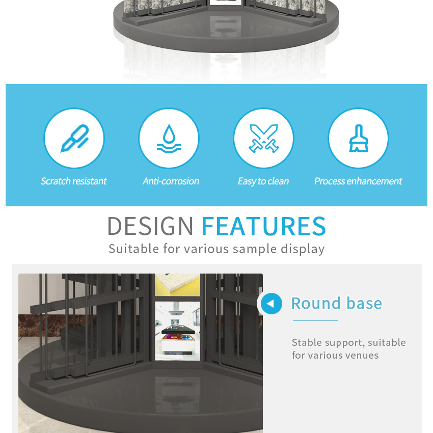 Tsianfan Design Metal Display Turning-Page Marble Granite Stone Quartz Floor Rack Porcelain Ceramic Tile Wing Display Stand
