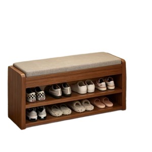 Banco zapatero con estante de almacenamiento, madera maciza, diseño moderno para entrada, mueble para sala de estar - Product Image 1