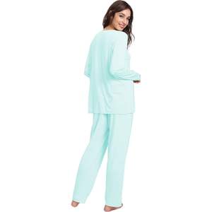 Conjunto de Pijama de Viscosa de Bambú Personalizado para Mujer, Ropa de Dormir de Manga Larga, Pijamas Cómodos de Invierno, Tallas S-4X - Product Image 5