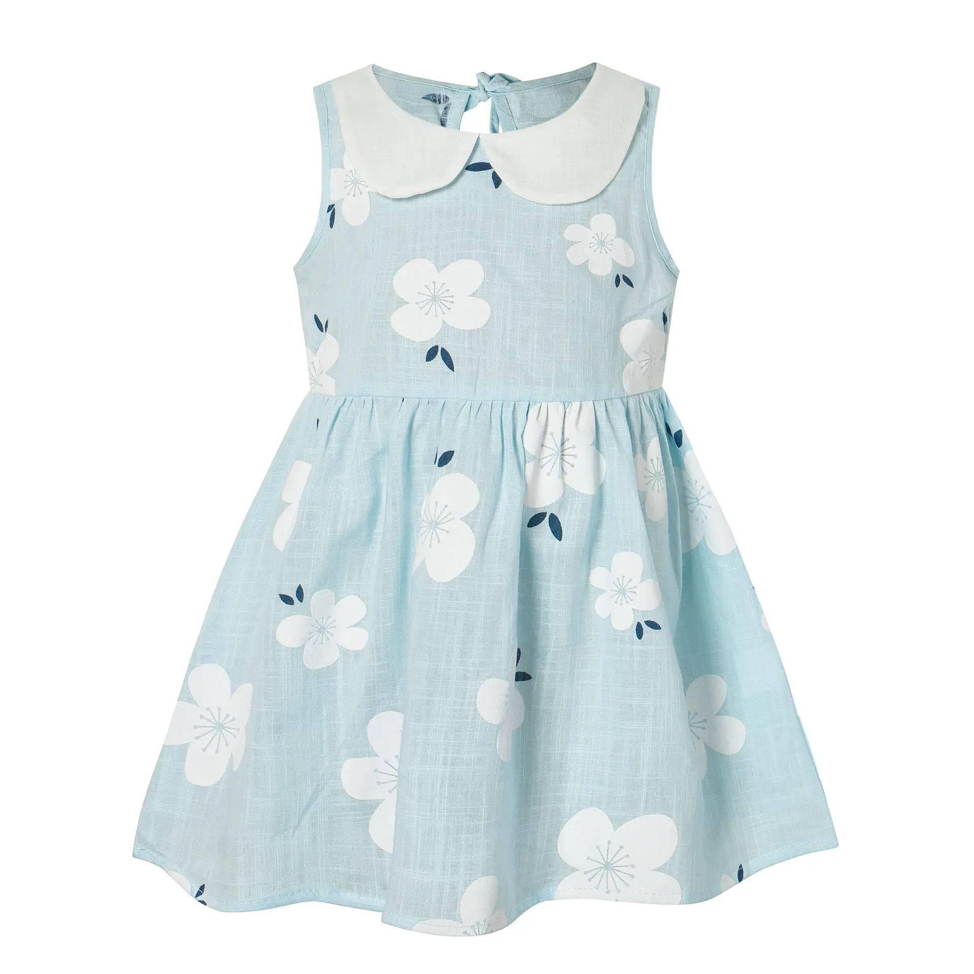 छोटे MOQ को सपोर्ट करें कस्टम छोटे आकार के बच्चों के लिए प्रिंटेड स्लीवलेस ड्रेस गर्ल फ्रॉक डिज़ाइन बच्चों के लिए सनफ्लावर फैंसी ड्रेस