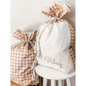 Wholesale Drawstring Santa Sacks Blank <strong>Christmas</strong> <strong>Bags</strong> Custom Gingham <strong>Christmas</strong> Gift <strong>Bag</strong> - Product Image 2