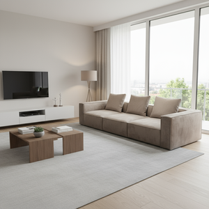 Sofá Seccional Modular Minimalista Italiano Tipo Bloque de Tofu, Ecológico, Tejido Resistente, Relleno de Esponja, Ideal para Apartamentos Pequeños - Product Image 4
