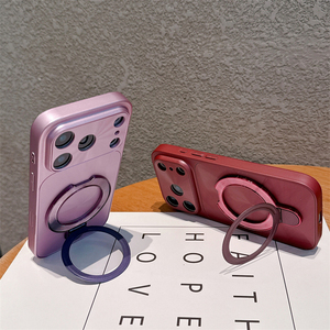 เคสโทรศัพท์ Aurora Hard Magnetic Bracket สำหรับ iPhone 15 14 16 Pro Max, เคสสำหรับ iPhone 17 Pro Max พร้อมกระจกและขาตั้งด้านข้าง - Product Image 3