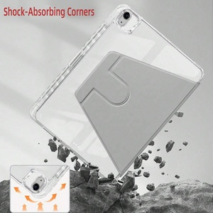 Rõ ràng Acrylic đứng trường hợp đối với <span class=keywords><strong>iPad</strong></span> 11 10/2024 Pro 11 inch/không khí 6 5 10.9 inch/Mini 7 360 xoay đứng bìa với chủ bút chì - Product Image 5