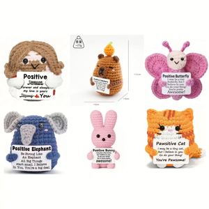 Poupée au crochet faite main sur mesure en usine, peluche d'accompagnement émotionnel avec carte positive, animal émotionnel au crochet positif - Product Image 3