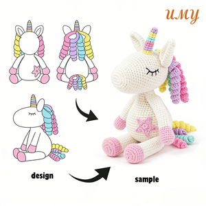 Giocattoli all'uncinetto biologici di tendenza: morbidi peluche giganti fatti a mano con certificazione CE, unicorno amigurumi imbottito per neonati - Product Image 6