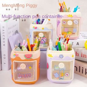 Support de stylo cochon mignon en gros avec autocollants de dessins animés, boîte de rangement de bureau, papeterie de bureau pour étudiants, pour filles - Product Image 2