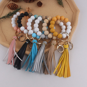 Regalo para el Día de la Madre: Pulsera de silicona <span class=keywords><strong>con</strong></span> cuentas de leopardo verde esmeralda y Jesús, hecha a mano, tipo llavero o brazalete. - Product Image 4